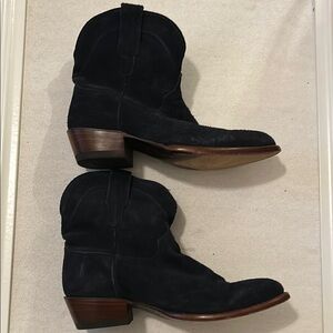 Navy Blue Suede Boots